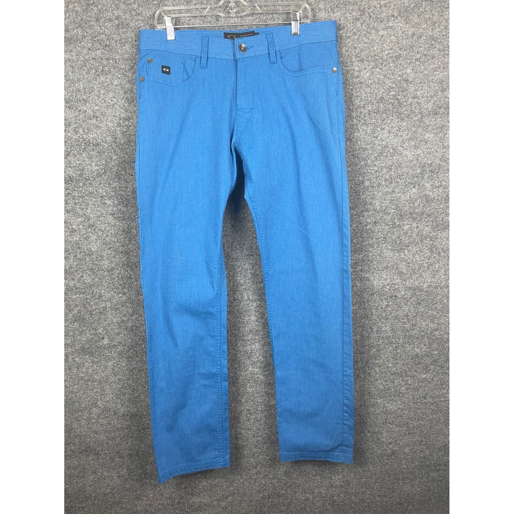 Oakley Slim Fit Pants Mens 34 Blue Excellent Five Pocket Athletic Casual Trouser